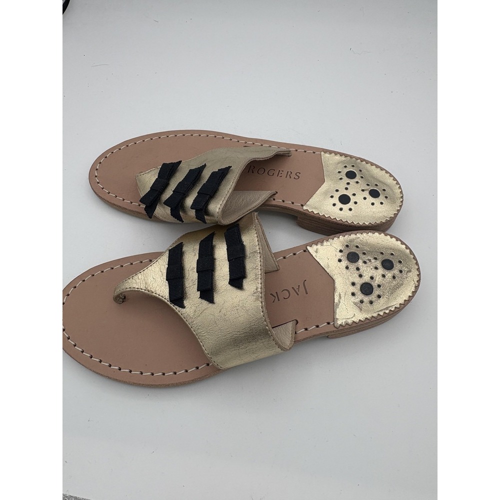 Jack Rogers Macie Bow leather flat‎ sandal Womens size 5 NWB - Picture 3 of 5